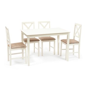 Обеденный комплект Хадсон (стол + 4 стула) id 13692 ivory white (слоновая кость) арт.13692 в Тамбове